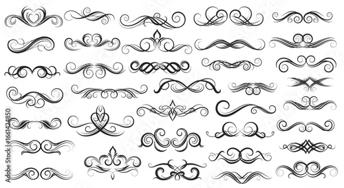 Elegant floral divider collection great for wedding invitations or vintage design projects, giving an upscale look