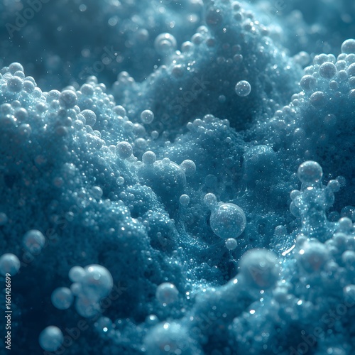 Abstract wallpaper of blue wave and bubble