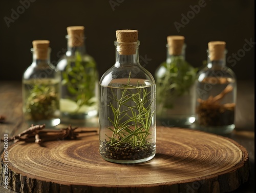 bottle of olive oil on wood