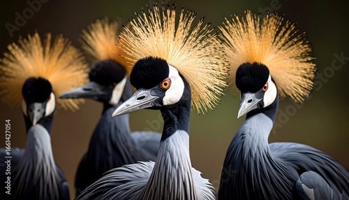 Fototapeta Naklejka Na Ścianę i Meble -  Grey crowned cranes closeup