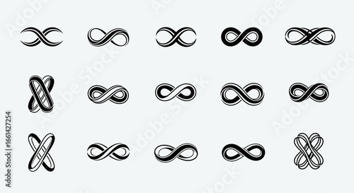 Modern infinity symbols collection for timeless branding and endless design possibilities