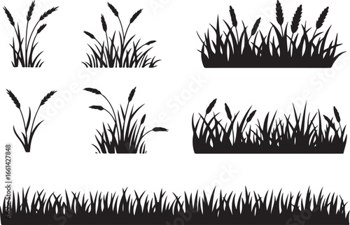 Grass SVG and vector silhouette design perfect for Cricut, Silhouette Cameo, and other cutting machines. Includes PNG, DXF, and EPS formats for versatile use.