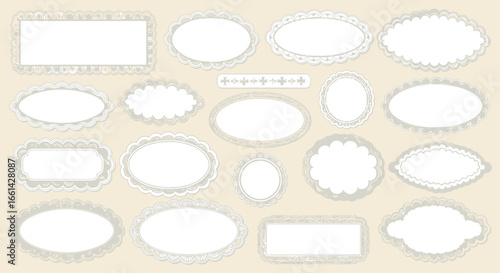 Elegant vintage lace frames offer a charming decorative element for invitations, cards, and craft projects.