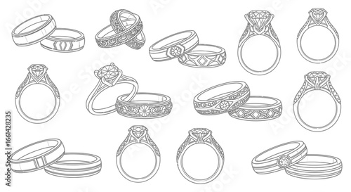 Discover elegant engagement and wedding rings designs, perfect for jewelry inspiration and crafting.