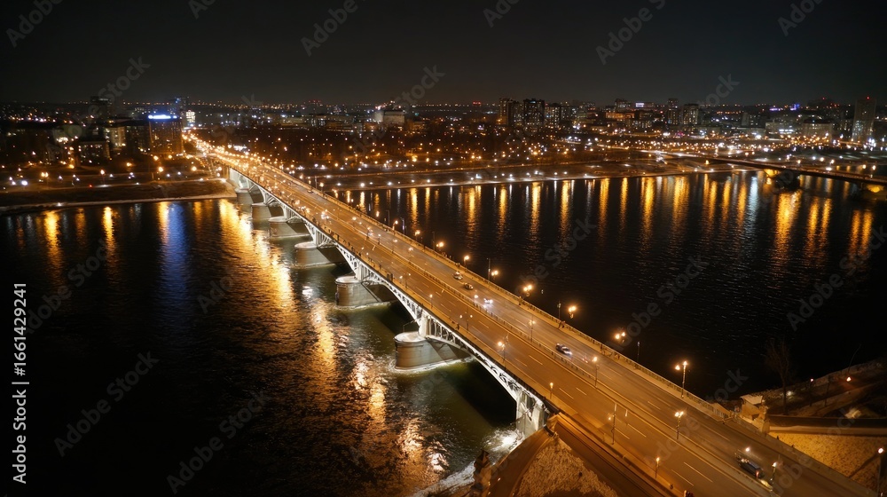 Fototapeta premium Illuminated city bridge at night
