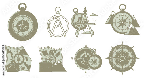 Vintage compasses guide adventurous travels and explorations, perfect for travel blogs and navigation apps