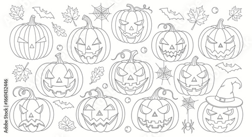 Spooky Halloween pumpkins and bats creating a festive holiday atmosphere for decorations and crafts