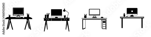 Various modern desk designs for home office setups showcasing different styles and features suitable for productivity