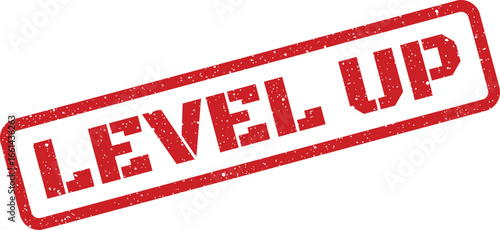 Distressed Level Up Text in a Rectangular Frame, Motivational Gaming Achievement Concept