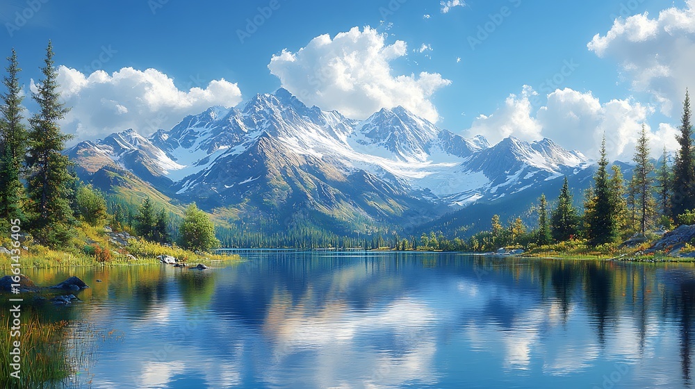 Fototapeta premium Mountain lake landscape reflection
