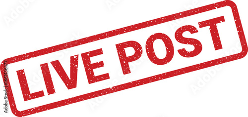 Distressed live post stamp design, ideal for social media updates, blog promotion