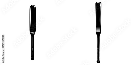 Baseball and softball bats displayed side by side on a clean white background, highlighting their distinctive designs and features