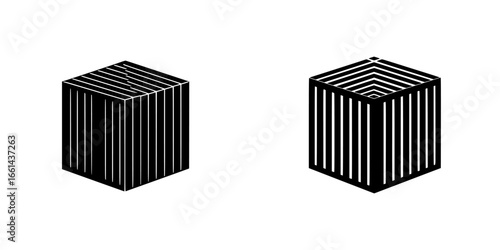 Geometric shapes with striped patterns create visual intrigue in minimalist design for modern decor