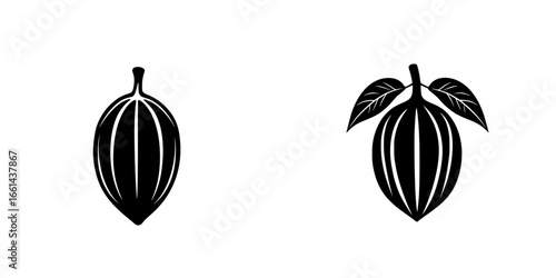 Cacao pod illustrations showing different stages of ripeness against a white background enhancing chocolate production understanding