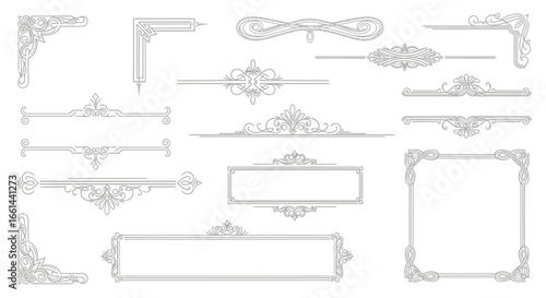 Elegant vintage ornamental dividers and corners for sophisticated design projects