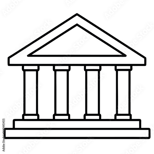 Bank Building Line Art Coloring Page Architectural Design