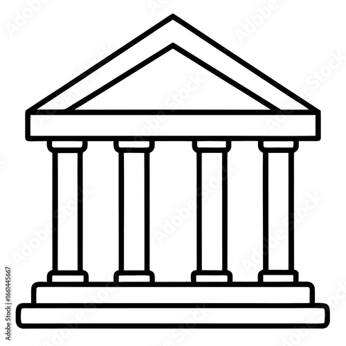 Bank Building Outline Drawing Printable Coloring Sheet