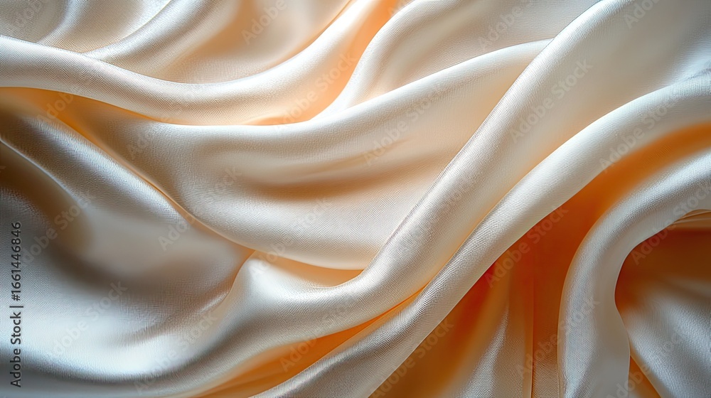 Obraz premium Elegant Draped Peach Colored Silk Fabric Texture