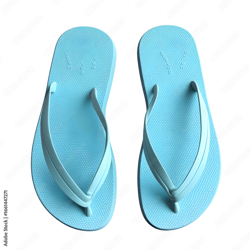 Fototapeta premium Stylish Summer-ready Light Blue Flip-Flops Against a Star Background
