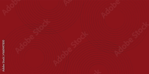 Collection of red concentric circles. Collection of radial sound wave or sonar rings. Pack of radar icon symbols, targets, dashed lines, halftones, vector illustration.