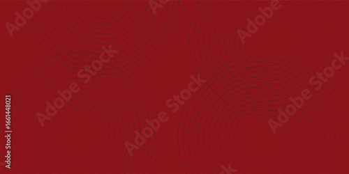 A collection of red concentric circles. A collection of radial or sonar sound wave rings. A collection of radar, target, dashed, and halftone icon symbols, vector illustration.