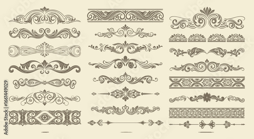 Elegant vintage dividers with flourish details for professional invitation design and classic stationery elements