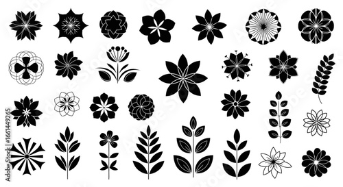 Elegant floral silhouette collection for modern invitations and sophisticated branding projects with botanical charm
