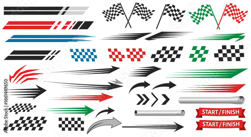 Dynamic racing vector elements for auto decoration, decals, and car styling designs, full speed ahead now