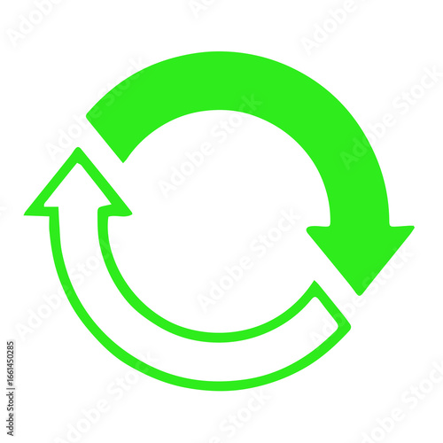 Bright green circular arrows symbolizing refresh, reload, or continuous process on white background. Free Download Bright green circular arrows symbolizing refresh, reload, or continuous process on white background. - GFXLoad