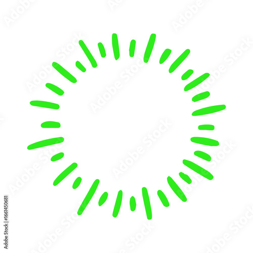 Vibrant green sunburst graphic element radiates energy and positivity