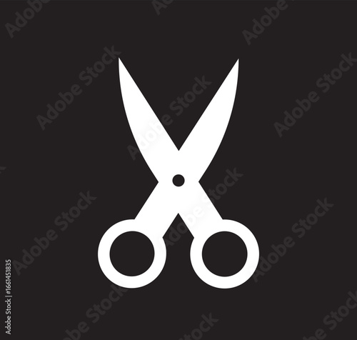 Minimalist black icon of a scissor.Simple black scissors graphic
