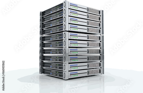 Data server stack tower symbol of digital technology networking and information storage system