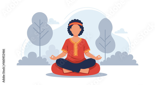 Person meditating in a serene park environment, embodying mindfulness, peace, and spiritual wellness. Ideal for health, lifestyle, and mental well-being themes.
