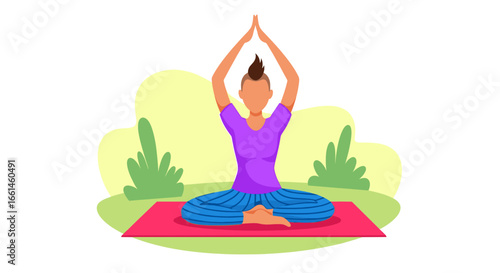 A serene person practices yoga in a park, achieving balance and mindfulness on a mat. Ideal for wellness, health, and peaceful lifestyle content.