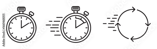 Fast Time Stopwatch and Quick Cycle Vector Icons