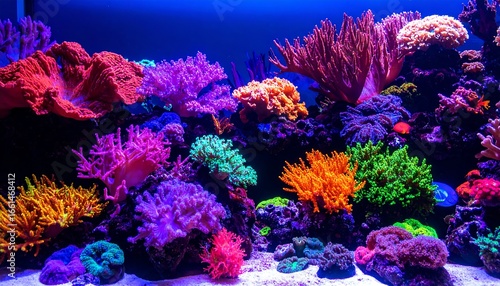 Colorful coral reef aquarium display