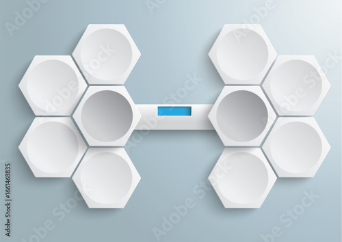 Hexagons Blue Tab Infographic