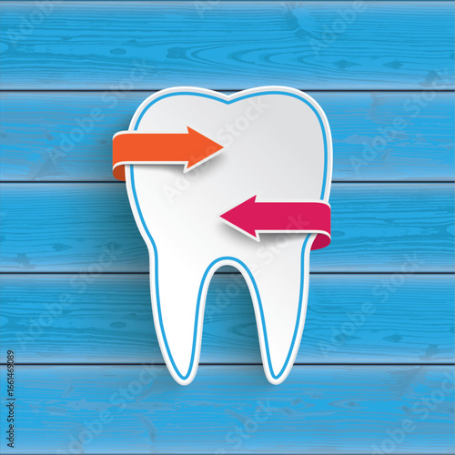 Tooth 2 Arrows Blue Wood
