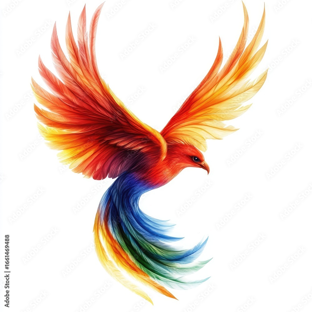 Obraz premium Colorful bird in flight with vibrant wings and tail
