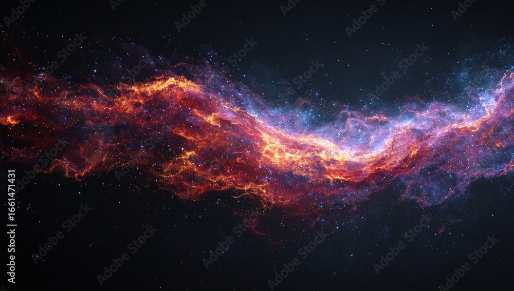 Obraz premium Cosmic nebulae, swirling in fiery hues