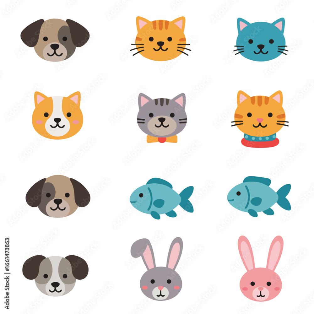 Fototapeta premium Four basic geometric shapes in vibrant colors, arranged in a grid pattern.