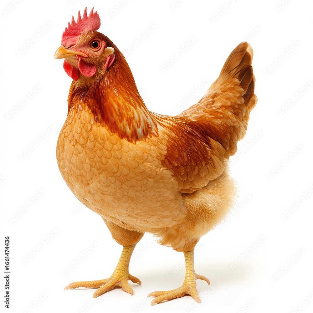 Fototapeta premium A light brown hen, facing forward