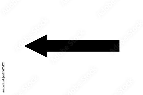 Left side pointing black arrow on transparent background. Themes include direction, navigation, pointing symbols, and minimalism png file type stock photo