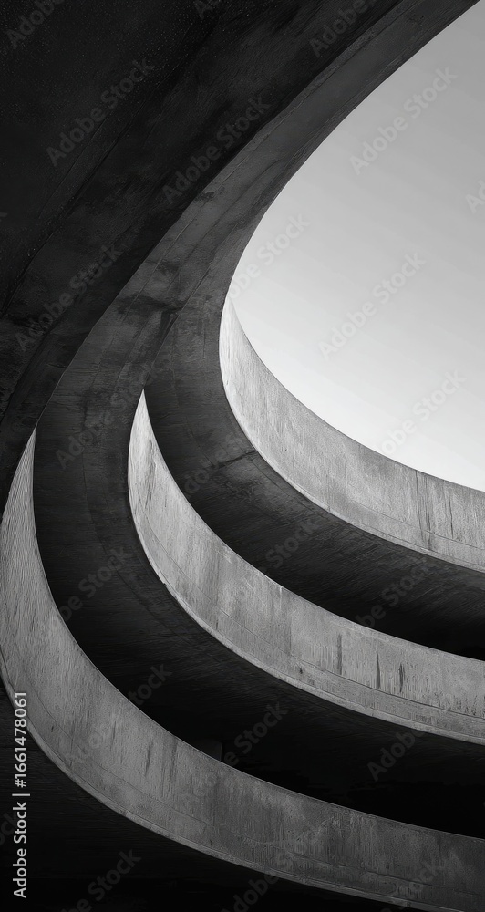 Fototapeta premium Abstract architectural detail of curved concrete ramps