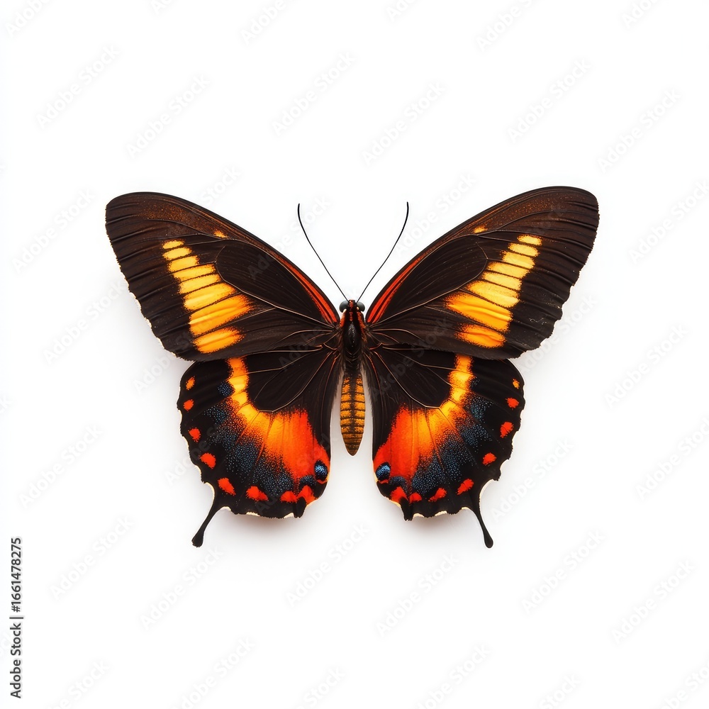 Fototapeta premium Close-up of a butterfly with orange and black wings (1)