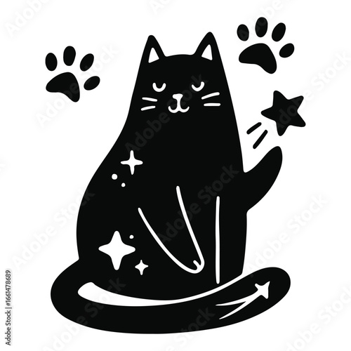 Celestial Black Peeking Cat SVG
