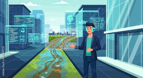 Sustainable urban planning with advanced technology for cleaner environments