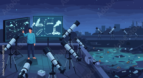 Observing the Connection between Pollution and Star Constellations through Telescopes