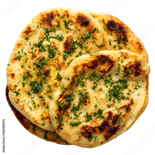  garlic naan bread on a transparent background