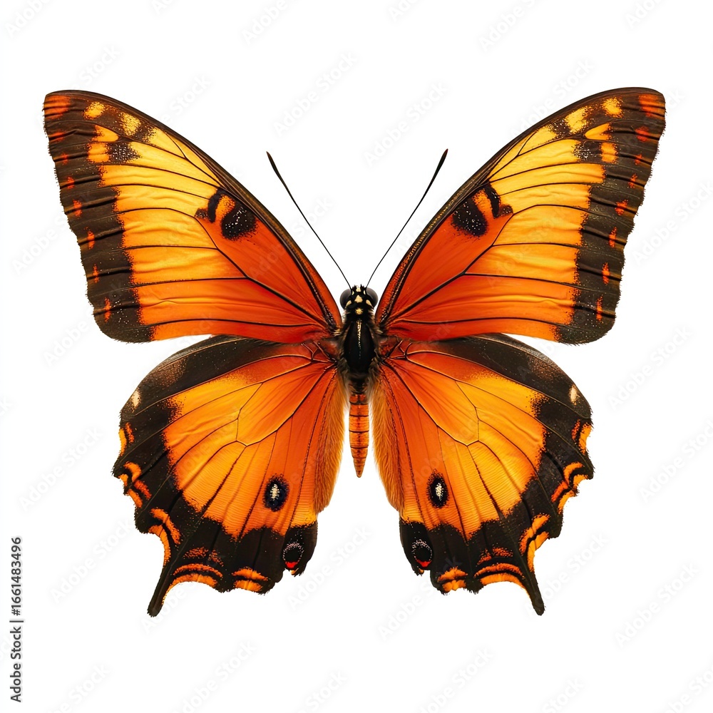 Fototapeta premium Orange and black butterfly, wings spread (5)